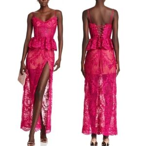 V. Chapman Ophilia Corset Fuscia Pink Lace Dress